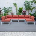 Patio Trasero Chelsea Patio Sectional Weathered Grey Aluminum with Cushions, Orange - 6 Piece PA2450304